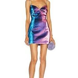 Area Crystal Strap Sweetheart Mini Dress In Blue & Pink